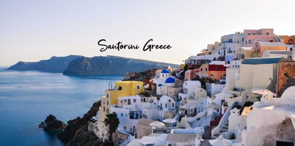 Whitewashed houses above the sea in Santorini, Greece